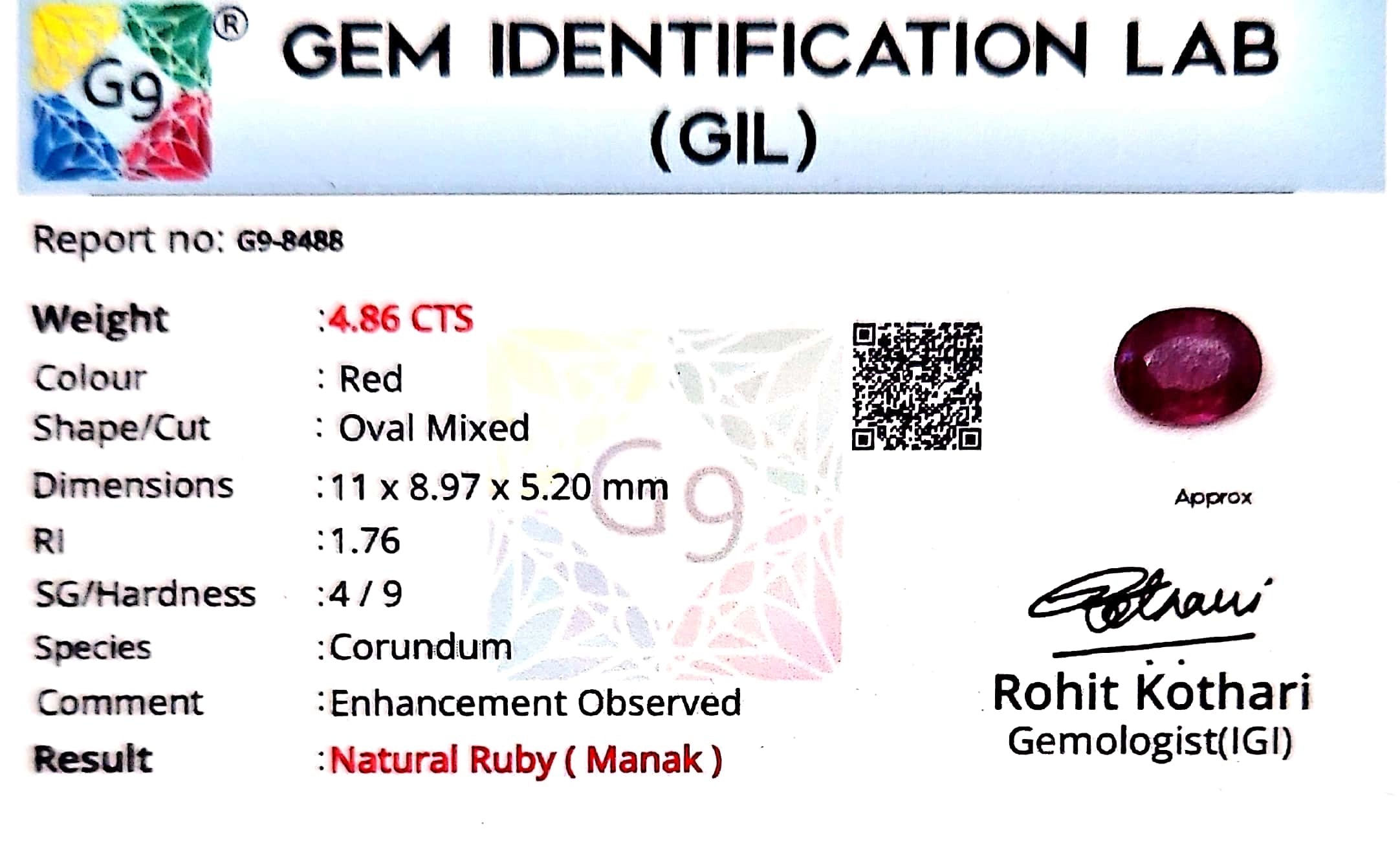 Ruby - Manik Stone - Carat 5.02