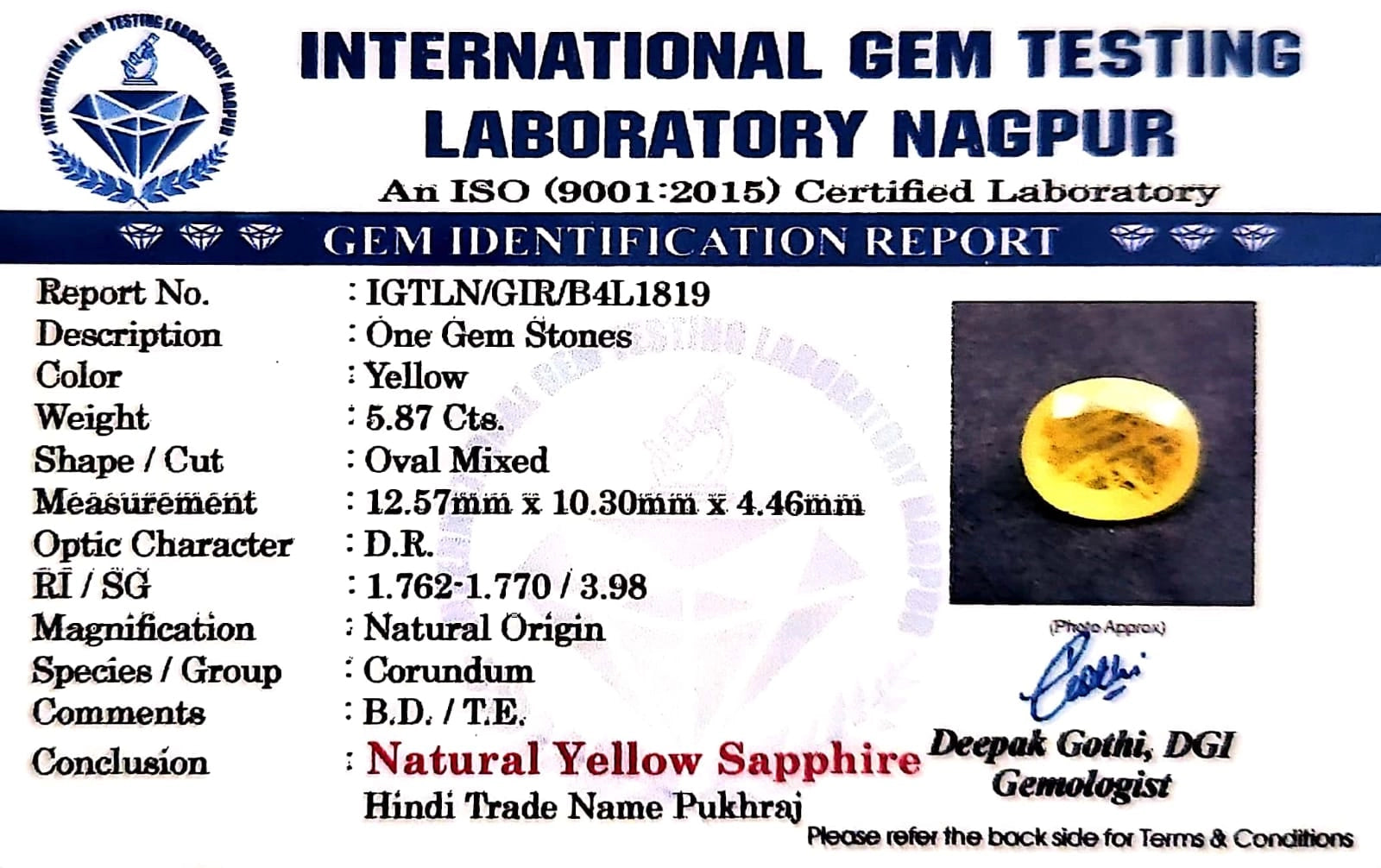 Yellow Sapphire - Pukhraj Stone - Carat 5.87