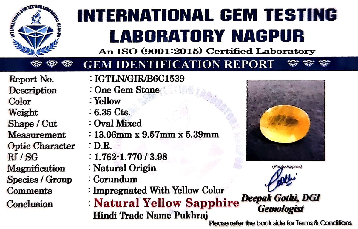 Yellow Sapphire - Pukhraj Stone - Carat 6.35