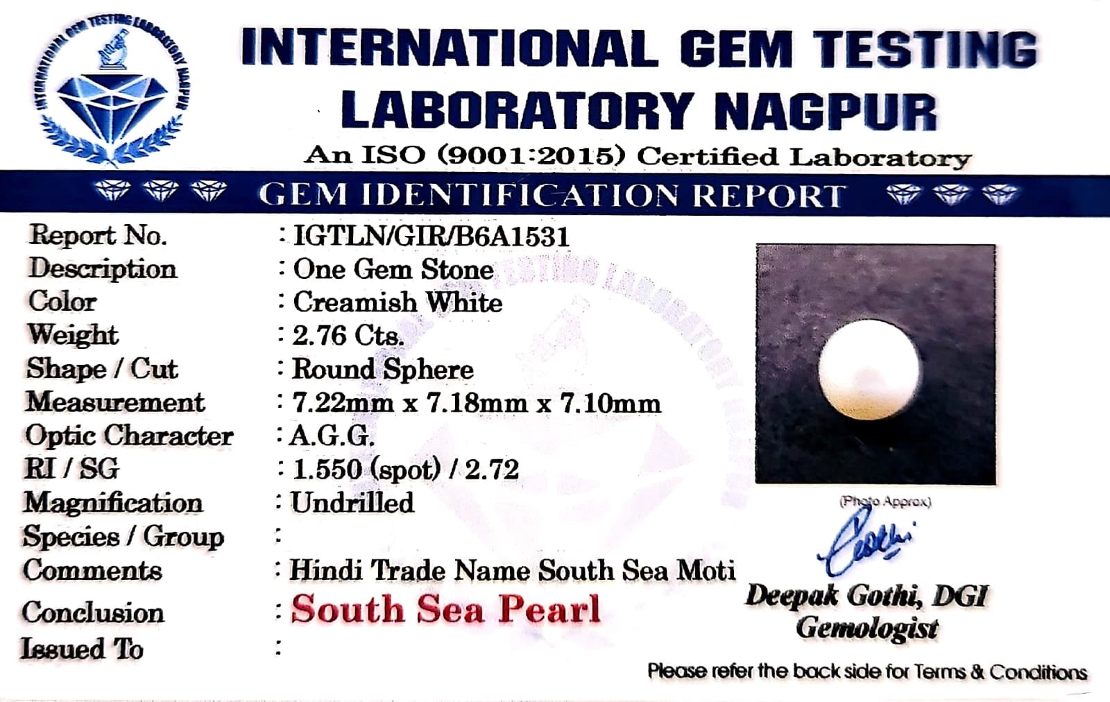 Pearl - Carat 2.72