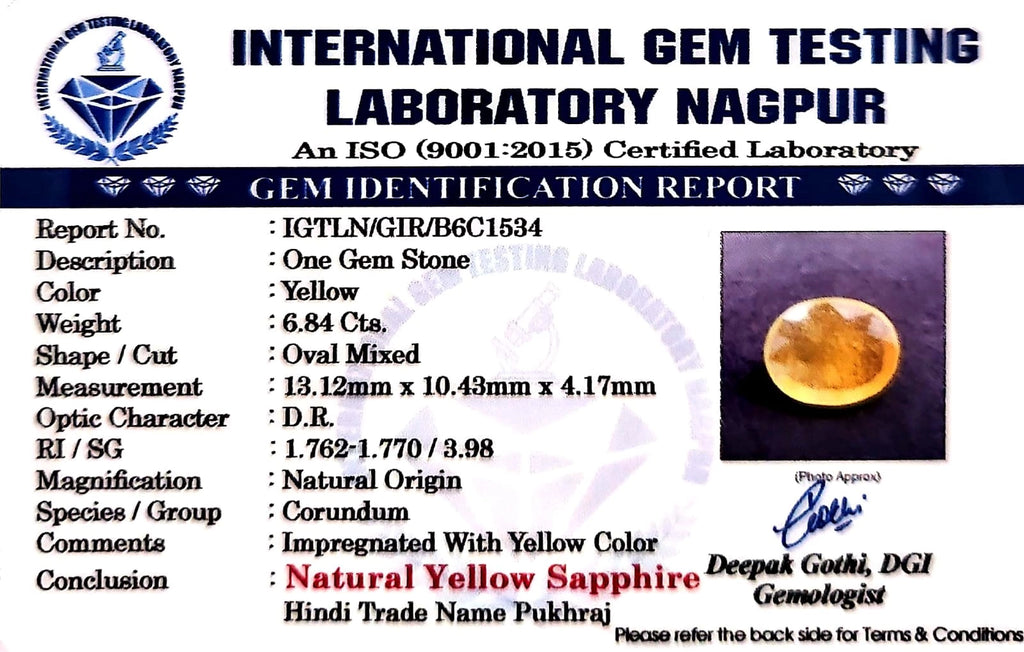 Yellow Sapphire - Pukhraj Stone - Carat 6.84