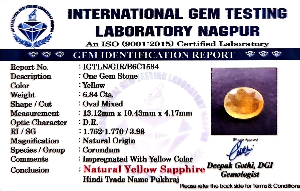Yellow Sapphire - Pukhraj Stone - Carat 6.84