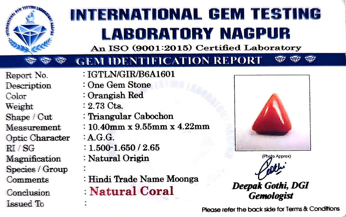 Red Coral - Moonga Gemstone - Carat 2.73