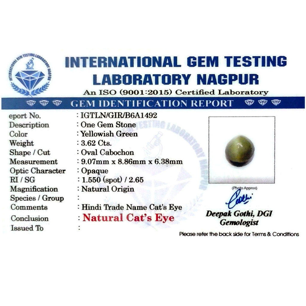 Catseye Stone (Lehsuniya Stone) - Carat 3.62