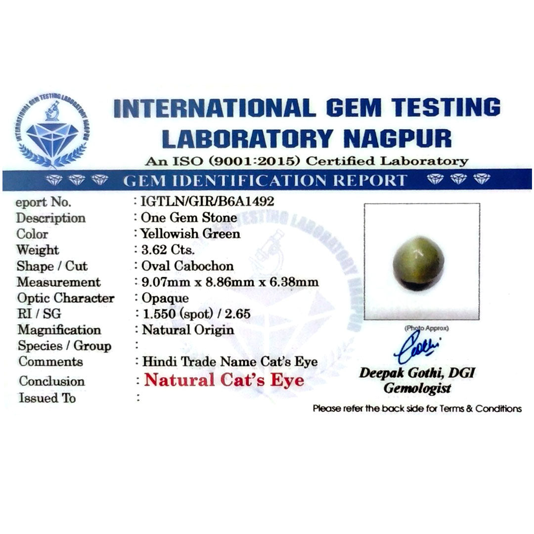 Catseye Stone (Lehsuniya Stone) - Carat 3.62