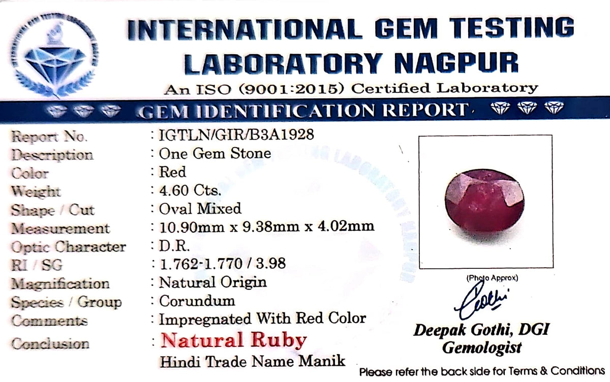 Ruby - Manik Stone - Carat 4.06