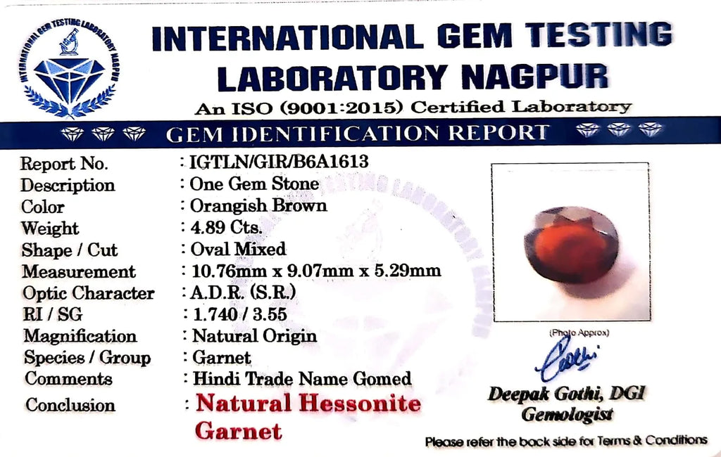 Gomed Stone (Hessonite) - Carat 4.89