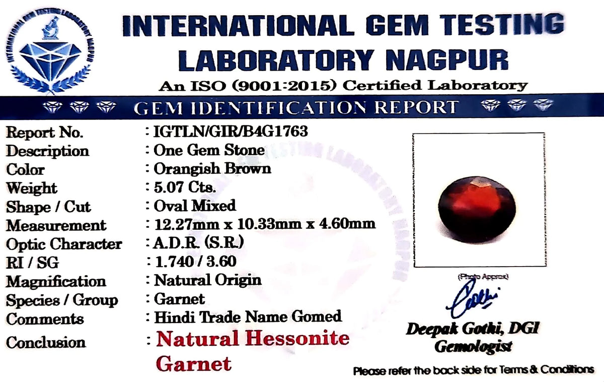 Gomed Stone (Hessonite) - Carat 5.07