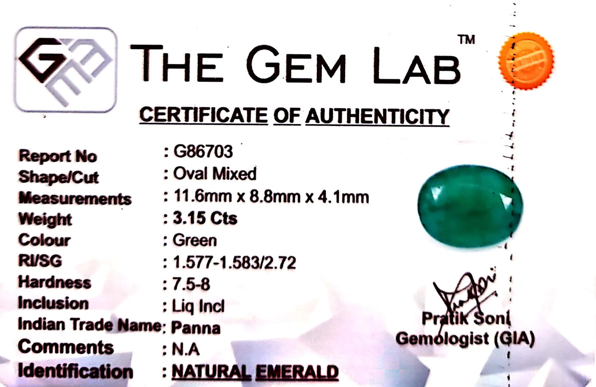 Emerald Stone - Panna stone - Carat 3.15