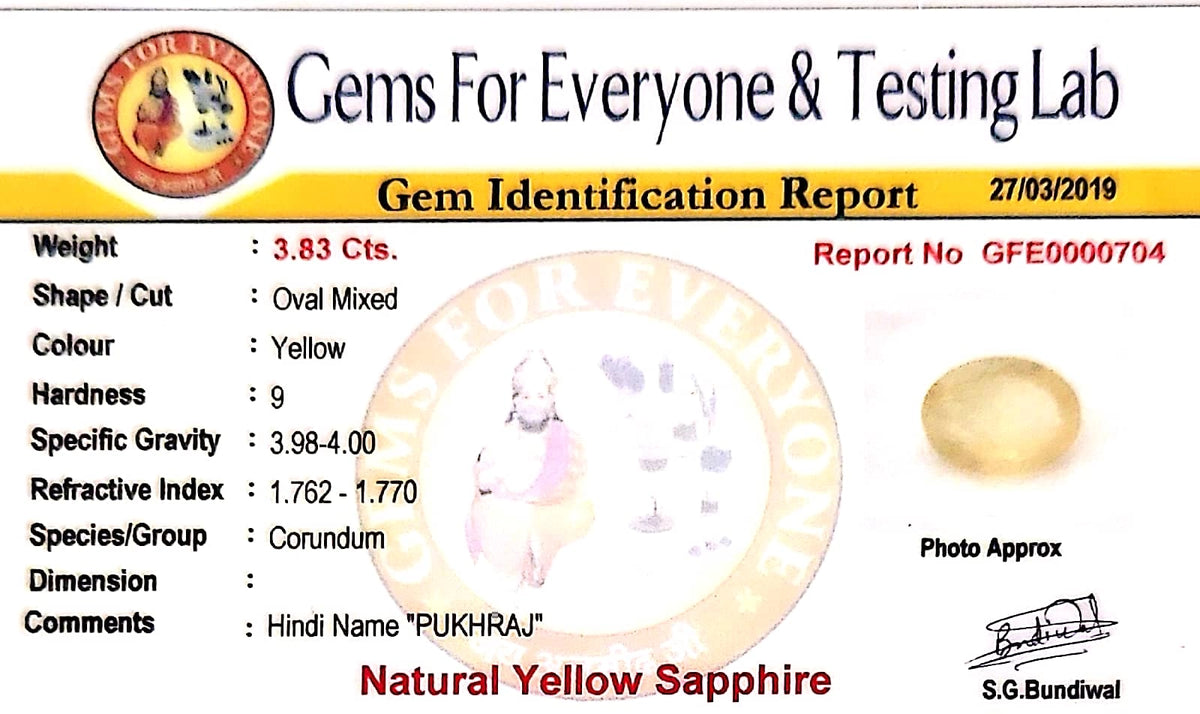 Yellow Sapphire - Pukhraj Stone - Carat 3.83