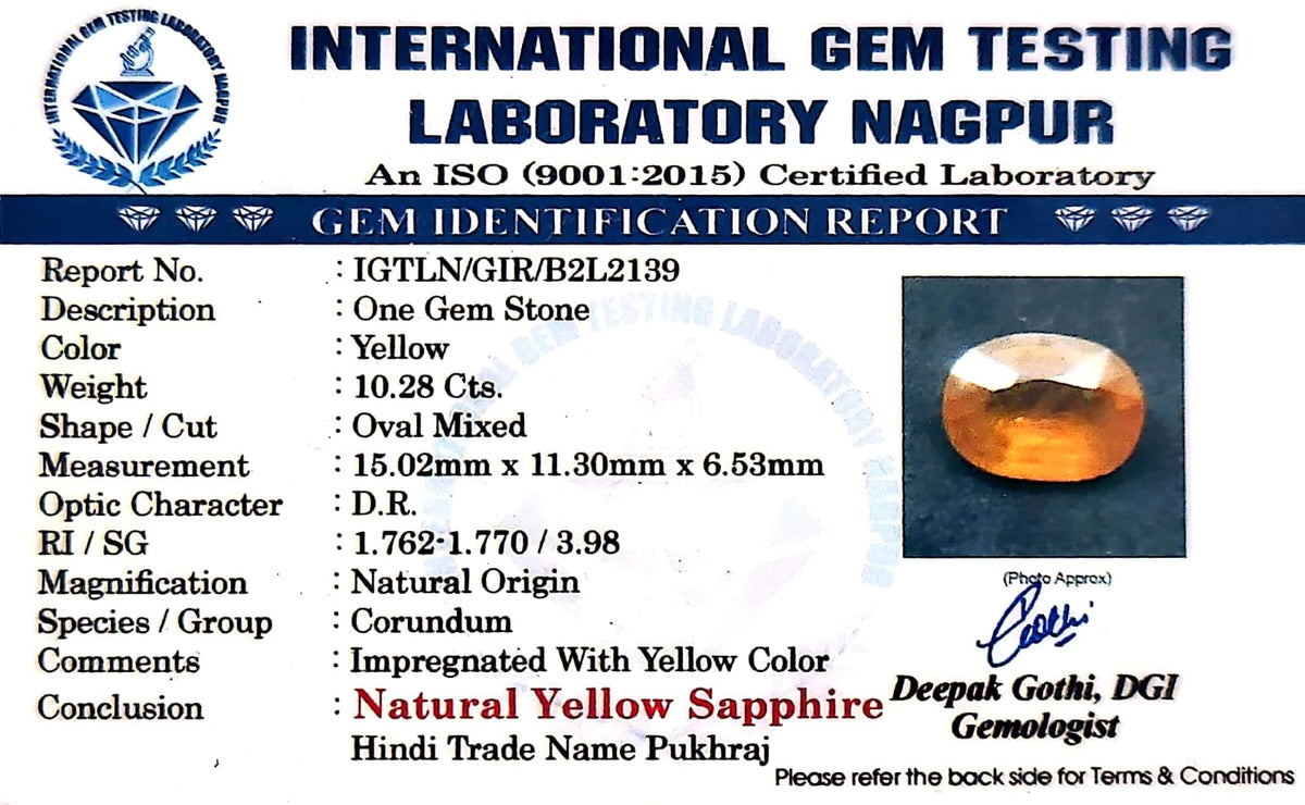 Yellow Sapphire - Pukhraj Stone - Carat 10.28