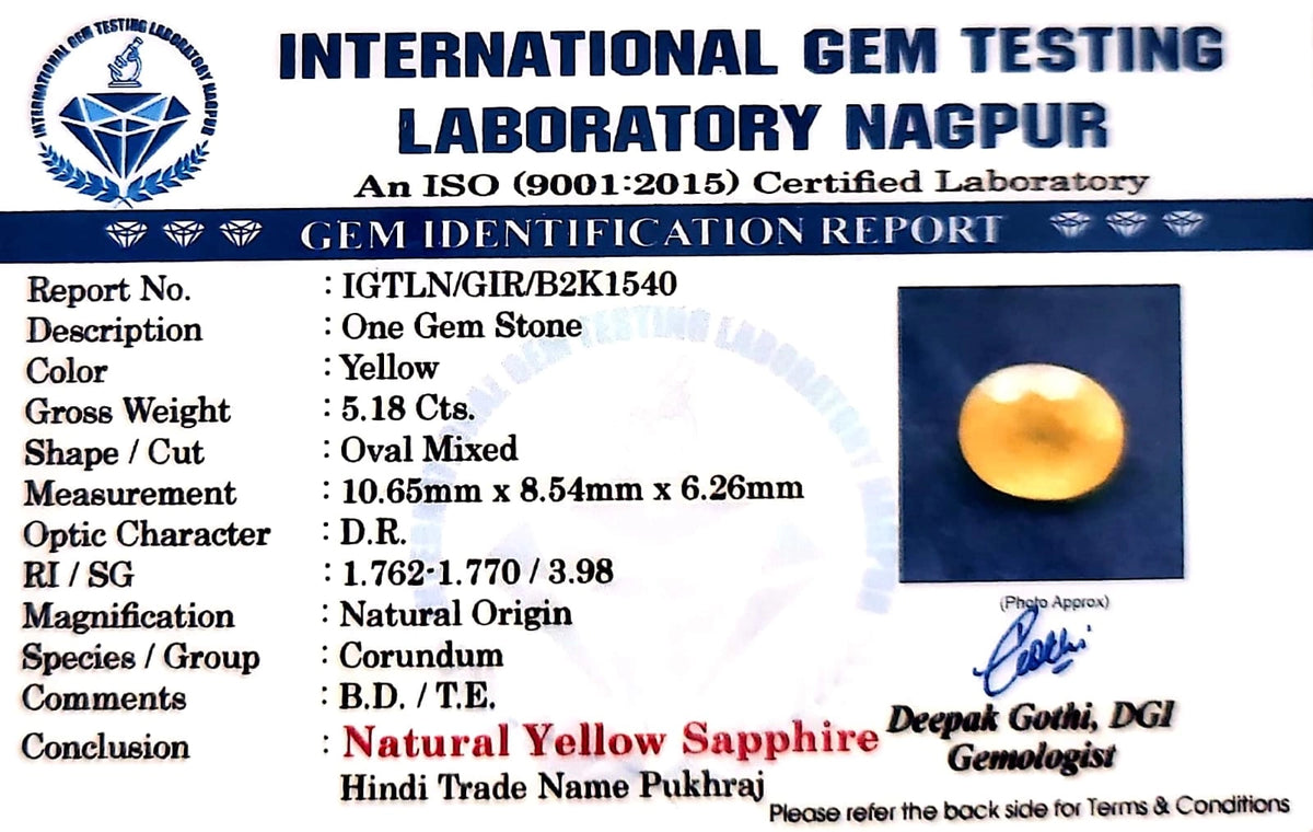 Yellow Sapphire - Pukhraj Stone - Carat 5.18