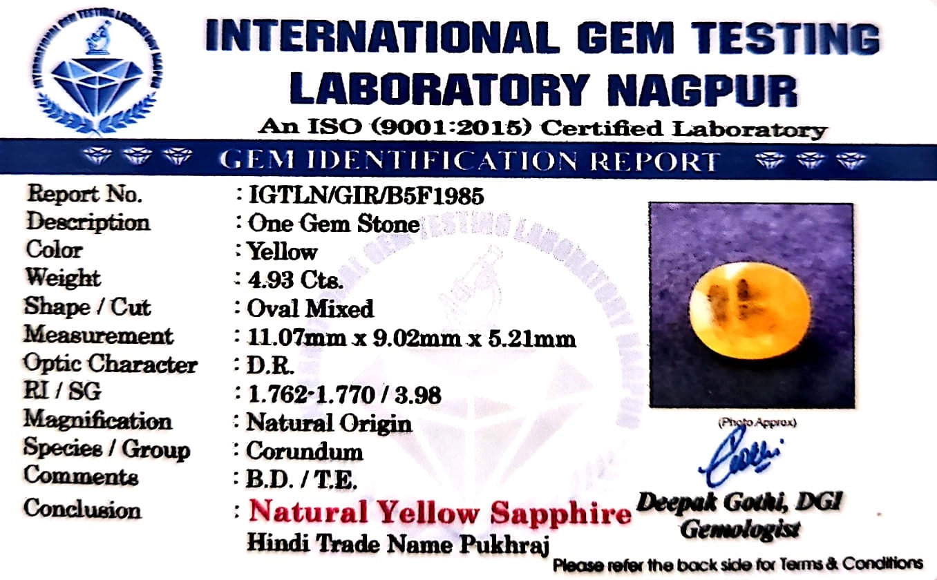 Yellow Sapphire - Pukhraj Stone - Carat 4.93