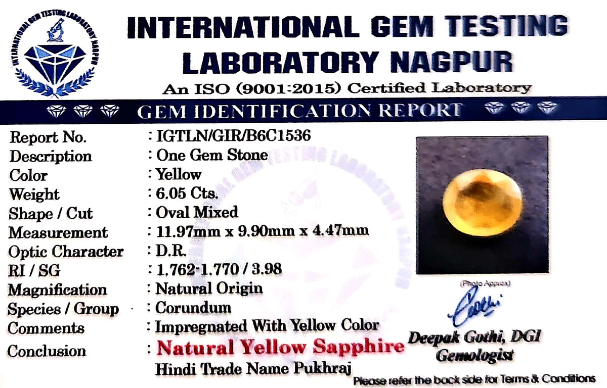 Yellow Sapphire - Pukhraj Stone - Carat 6.05
