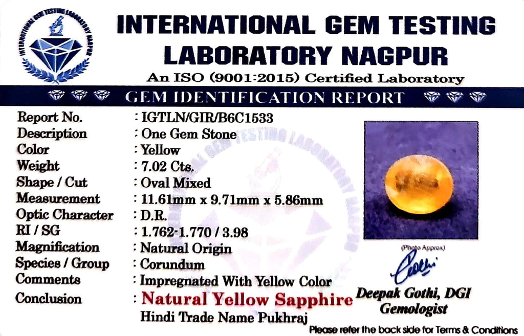 Yellow Sapphire - Pukhraj Stone - Carat 7.02