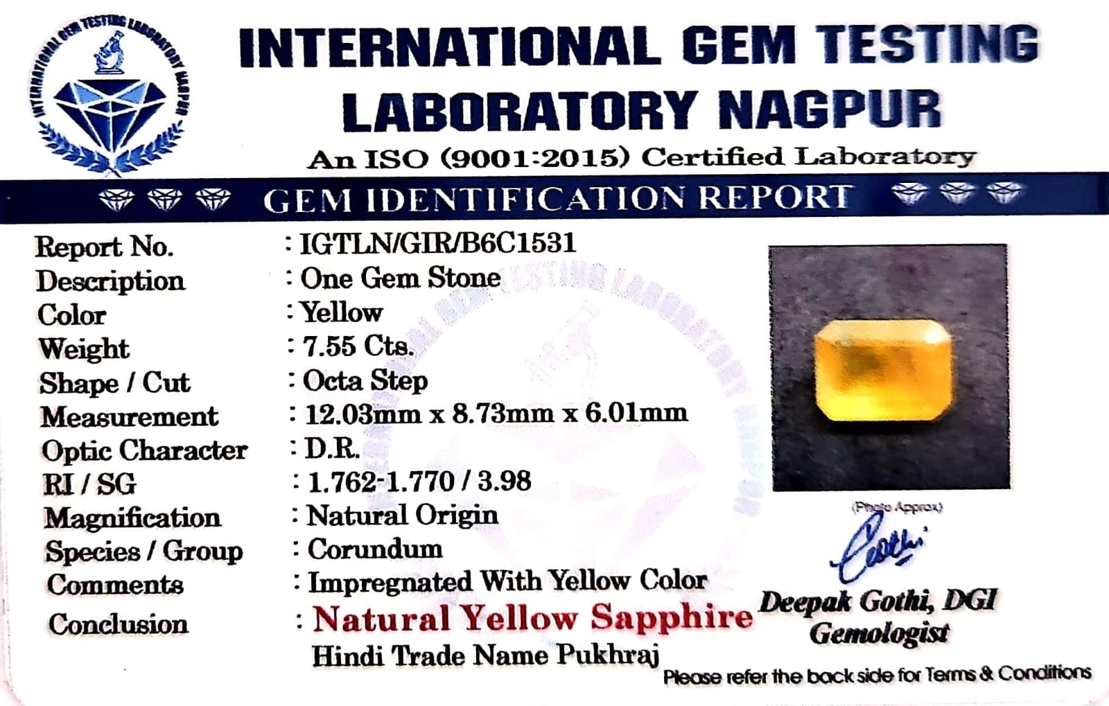 Yellow Sapphire - Pukhraj Stone - Carat 7.55