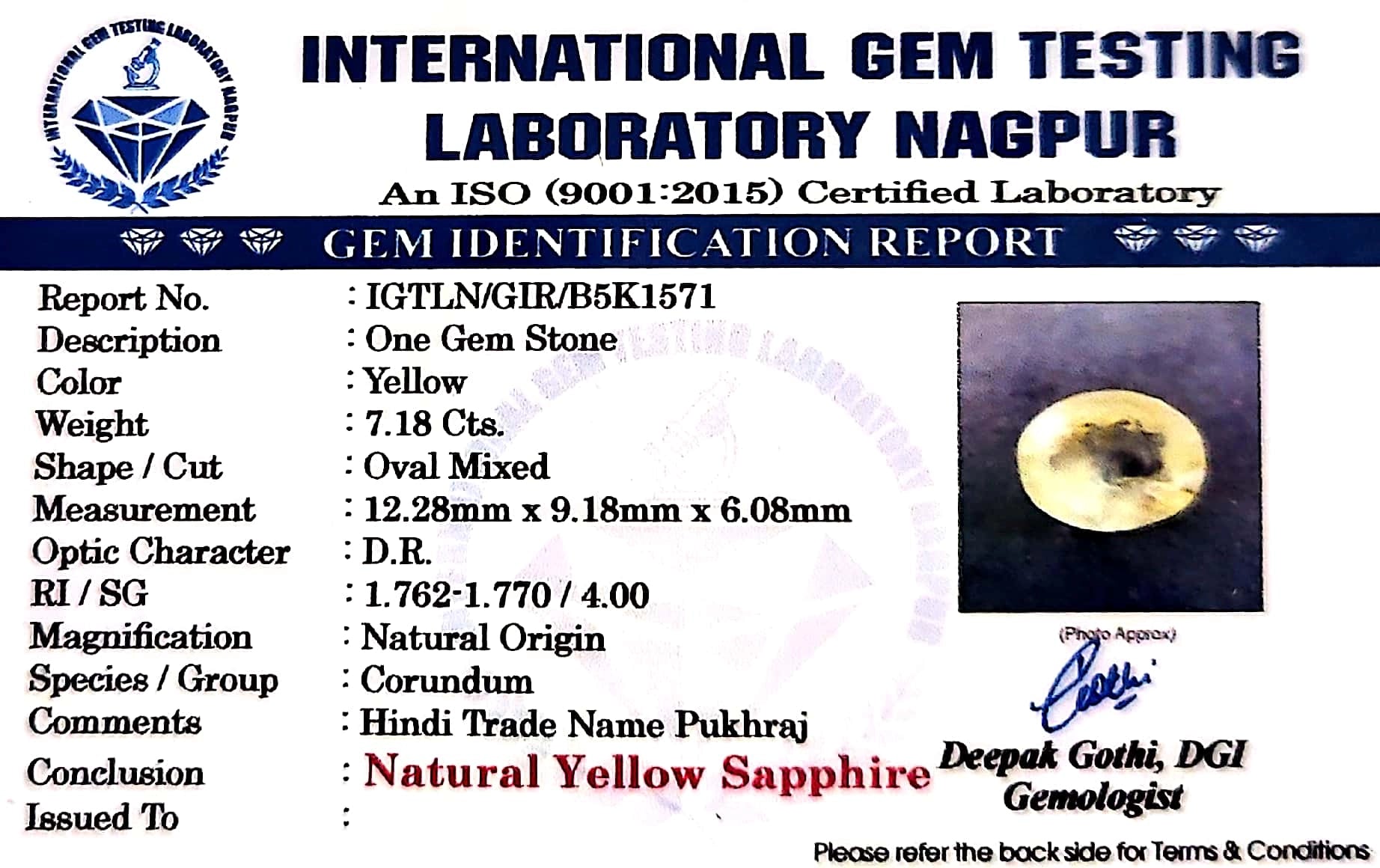 Yellow Sapphire - Pukhraj Stone - Carat 7.18