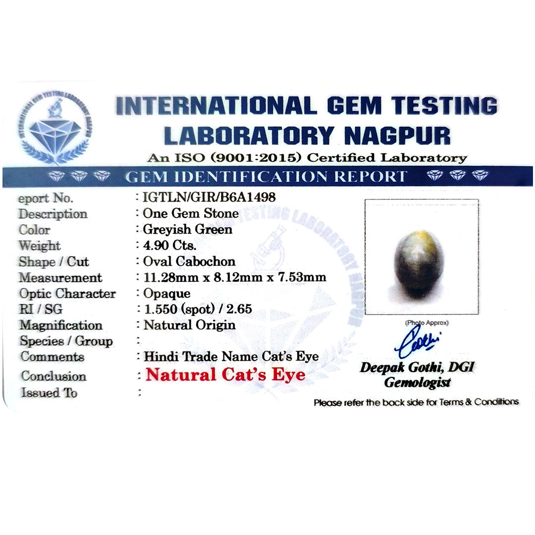 Catseye Stone (Lehsuniya Stone) - Carat 4.90