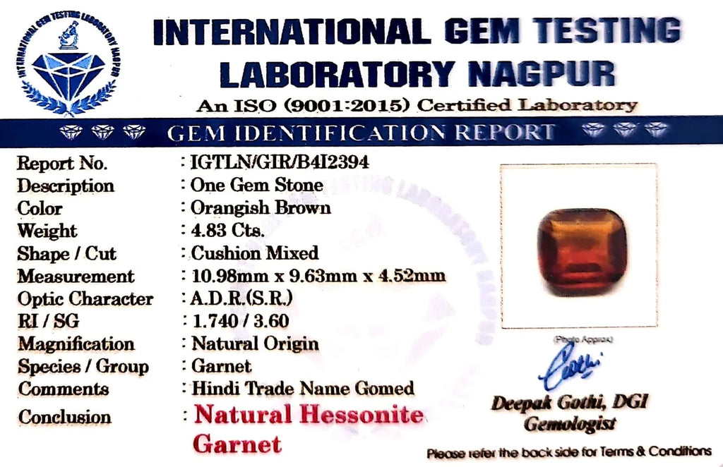 Gomed Stone (Hessonite) - Carat 4.83