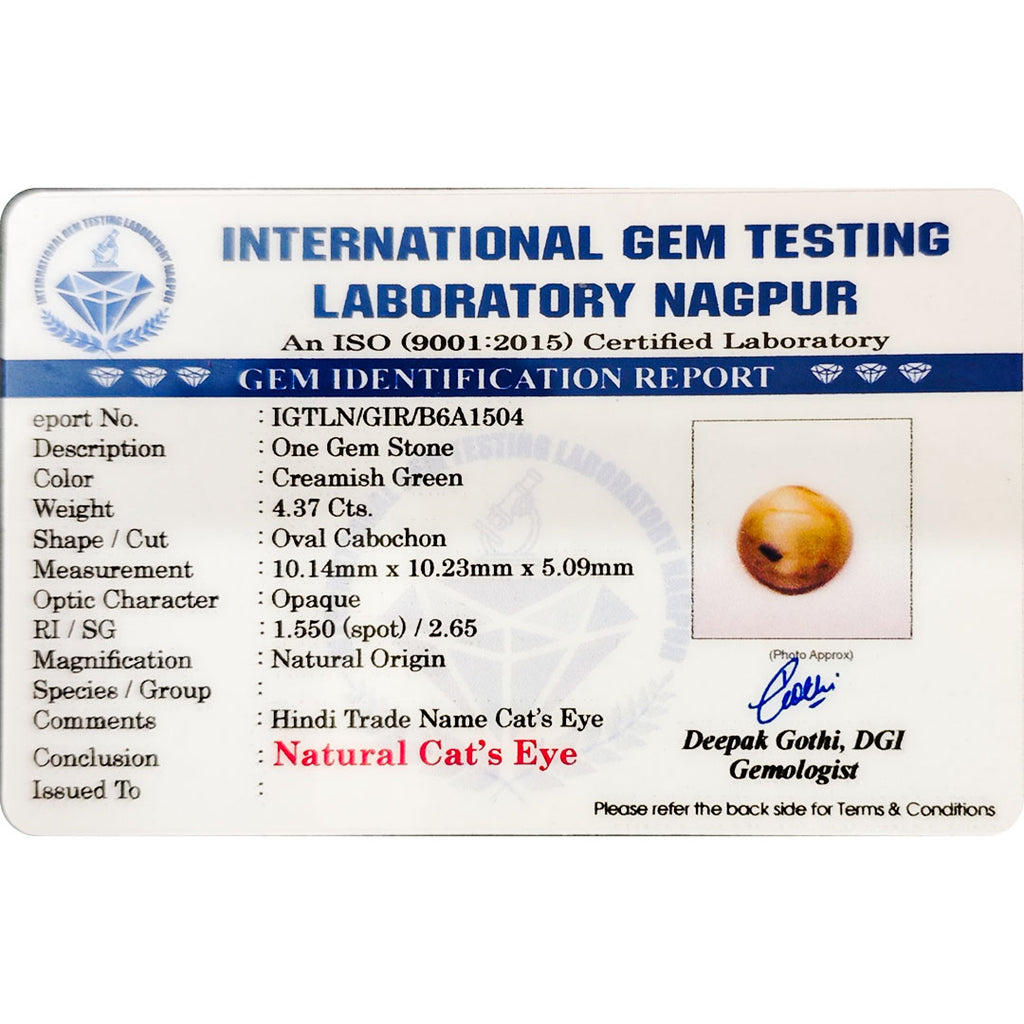 Catseye Stone (Lehsuniya Stone) - Carat 4.37