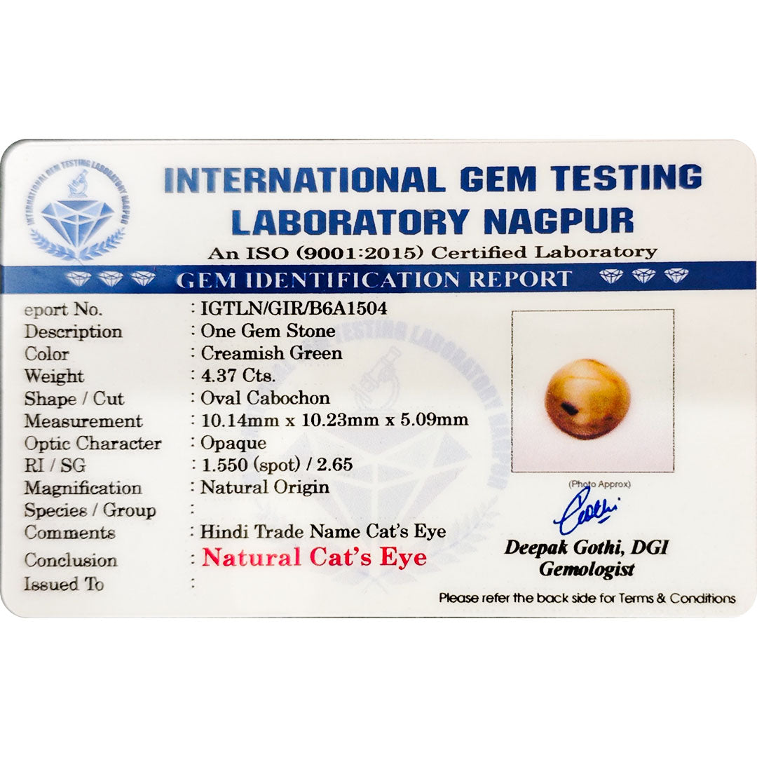 Catseye Stone (Lehsuniya Stone) - Carat 4.37