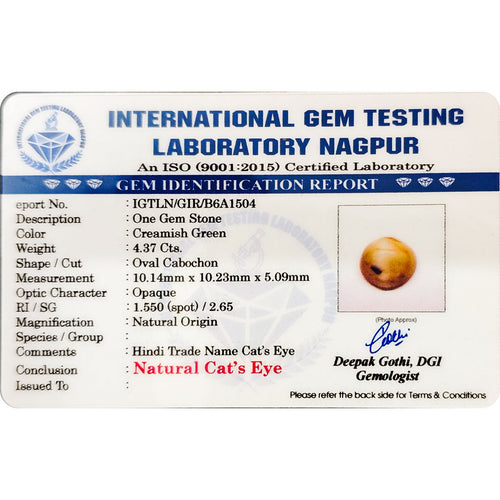 Catseye Stone (Lehsuniya Stone) - Carat 4.37