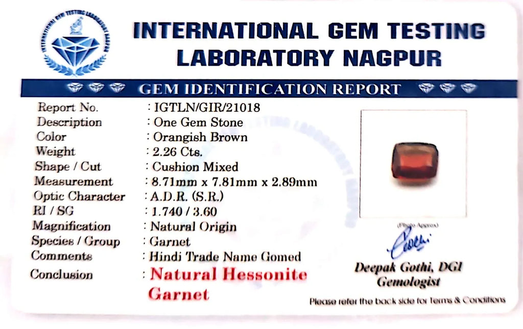Gomed Stone (Hessonite) - Carat 3.36