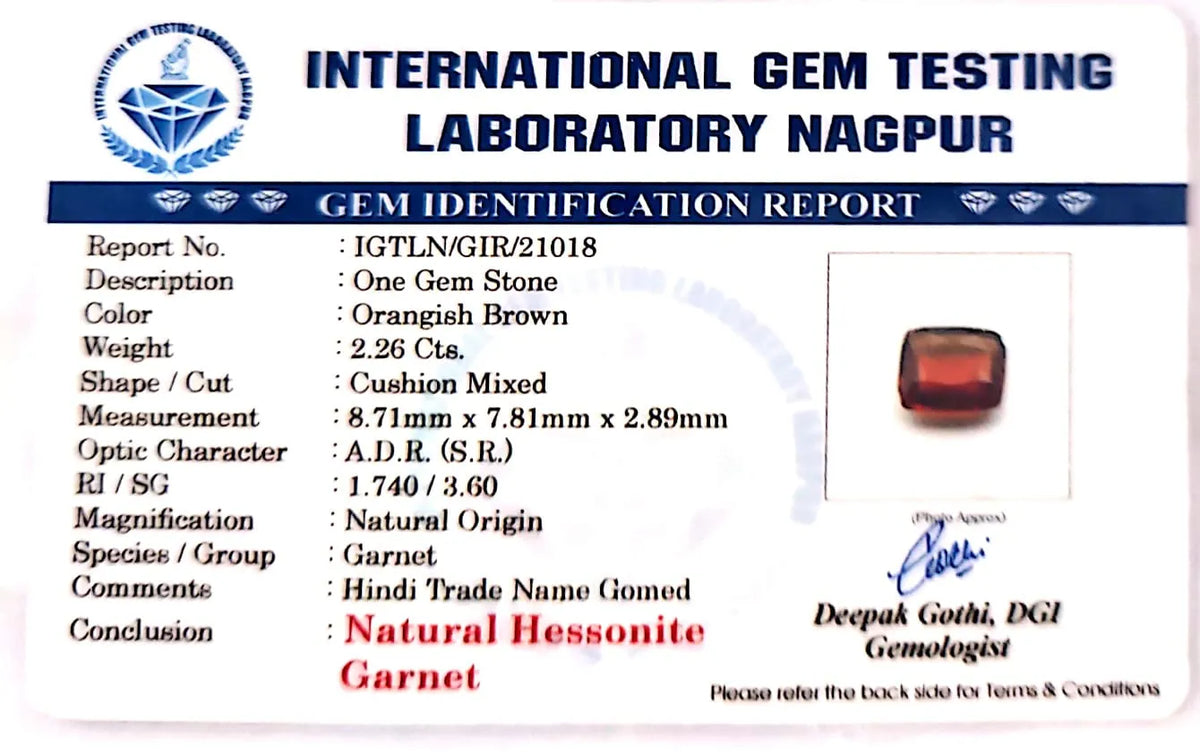 Gomed Stone (Hessonite) - Carat 3.36