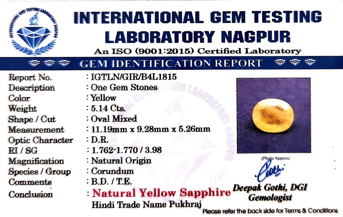 Yellow Sapphire - Pukhraj Stone - Carat 5.14