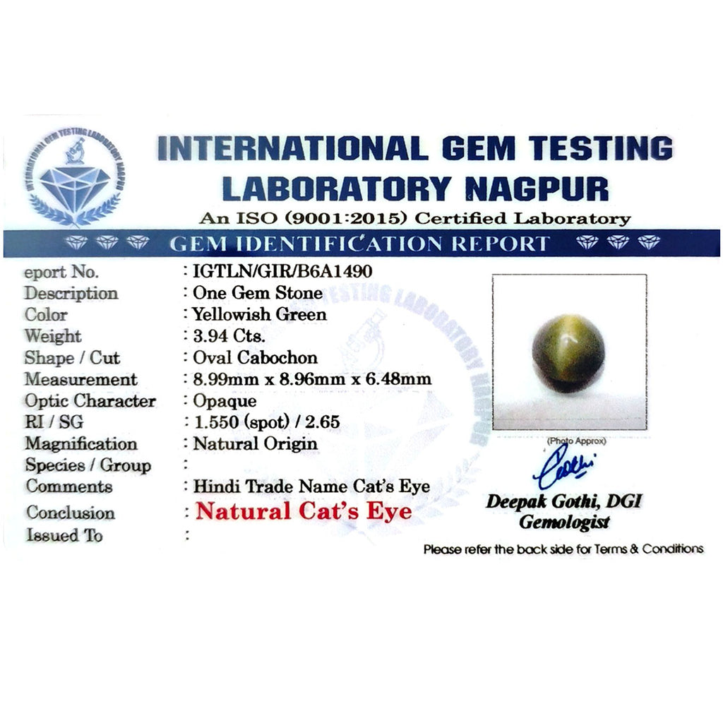 Catseye Stone (Lehsuniya Stone) - Carat 3.94