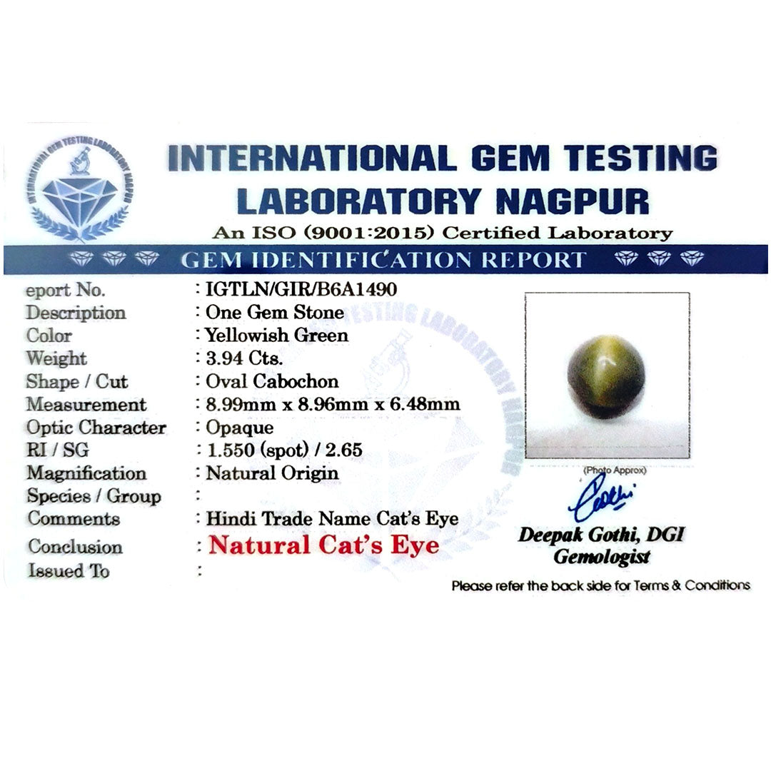 Catseye Stone (Lehsuniya Stone) - Carat 3.94