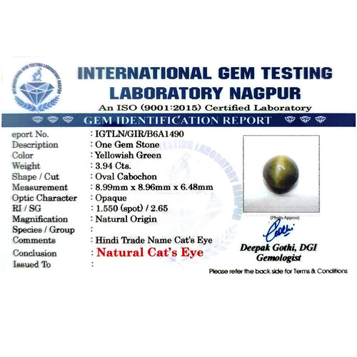 Catseye Stone (Lehsuniya Stone) - Carat 3.94