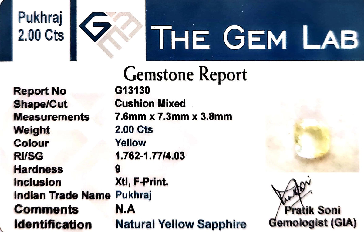 Yellow Sapphire - Pukhraj Stone - Carat 2.00