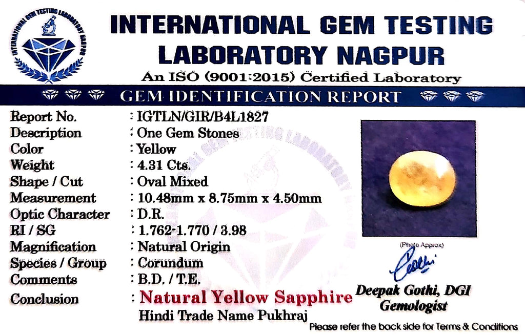Yellow Sapphire - Pukhraj Stone - Carat 4.31