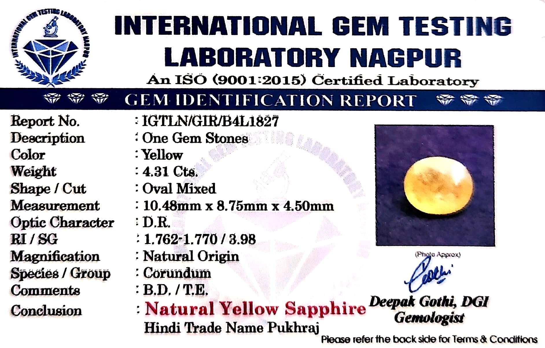 Yellow Sapphire - Pukhraj Stone - Carat 4.31