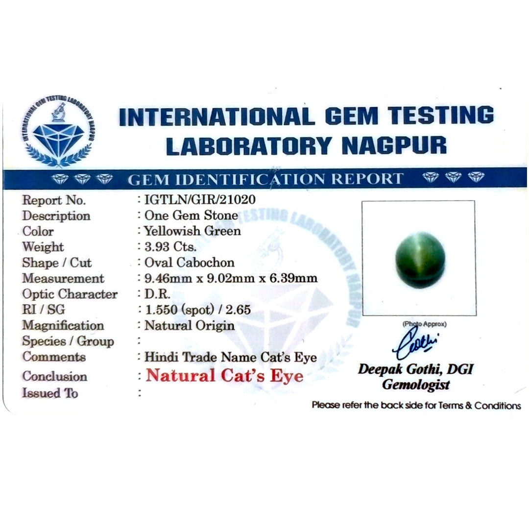 Catseye Stone (Lehsuniya Stone) - Carat 3.93