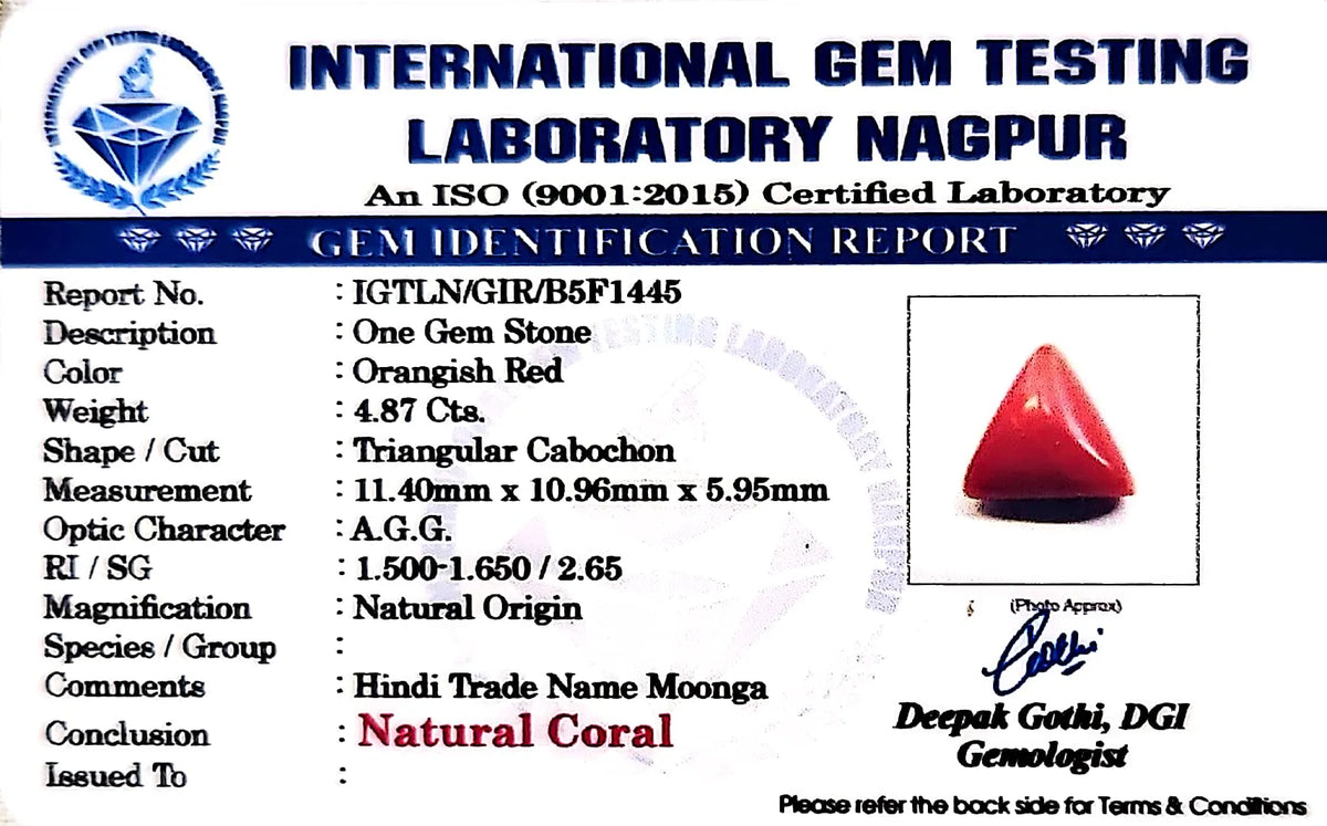 Red Coral - Moonga Gemstone - Carat 4.87