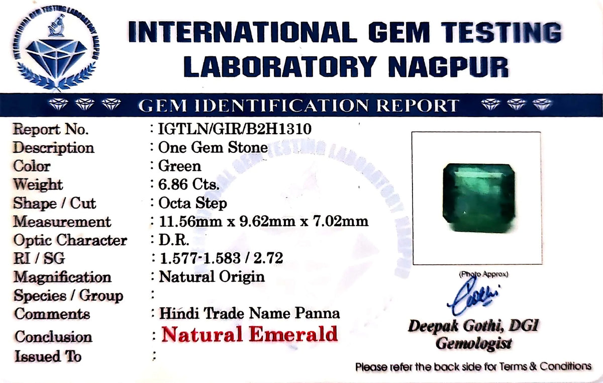 Emerald Stone - Panna stone - Carat 6.86