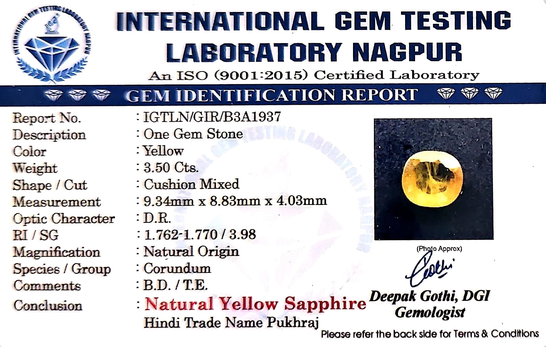Yellow Sapphire - Pukhraj Stone - Carat 3.50