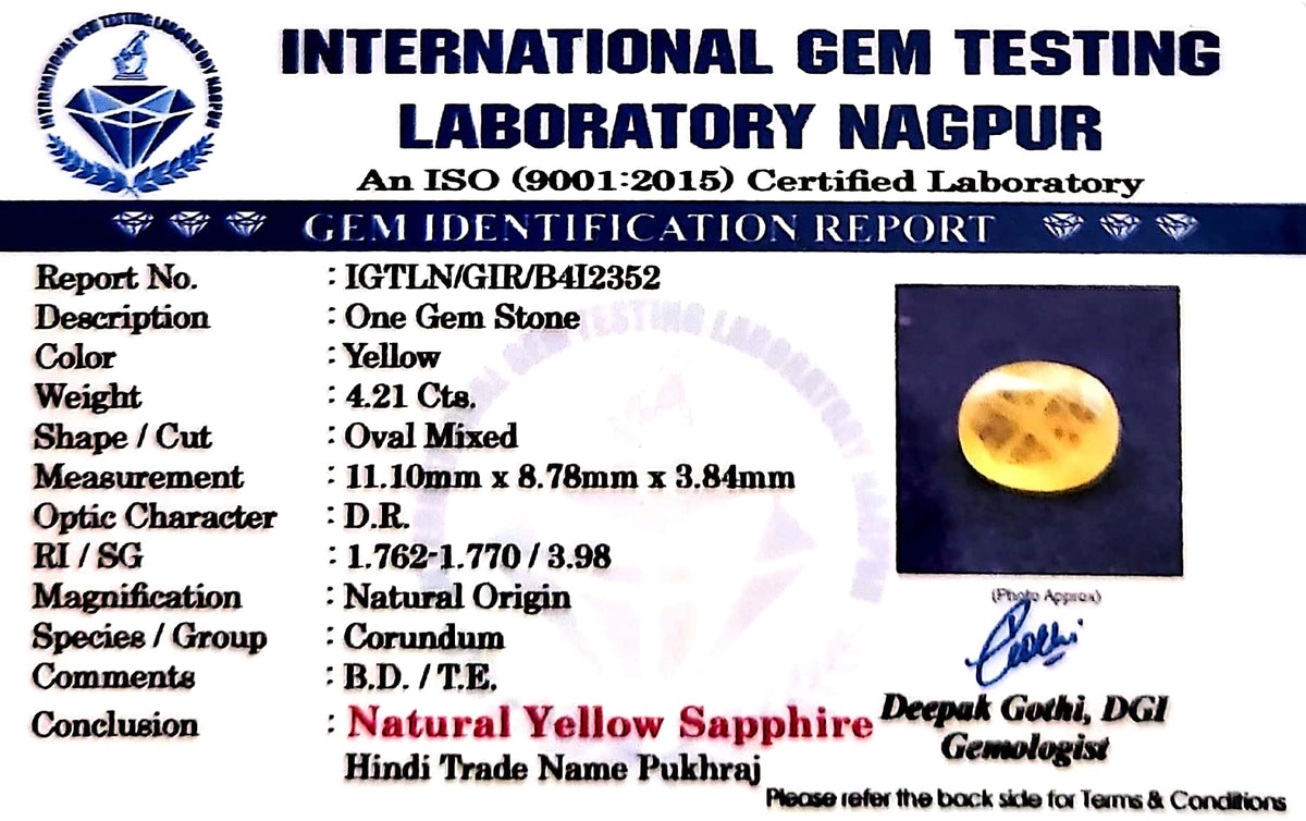 Yellow Sapphire - Pukhraj Stone - Carat 4.21