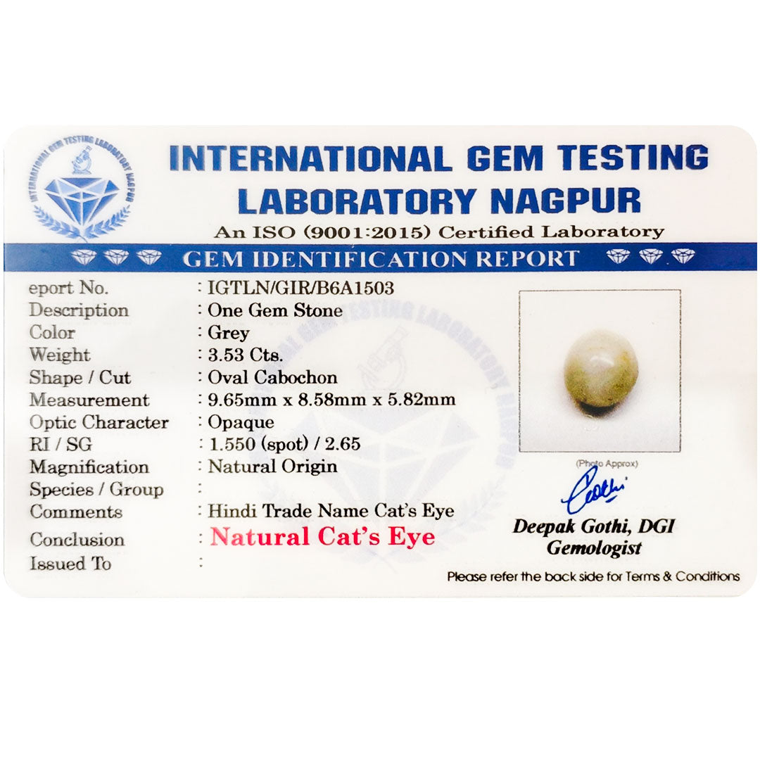 Catseye Stone (Lehsuniya Stone) - Carat 3.53