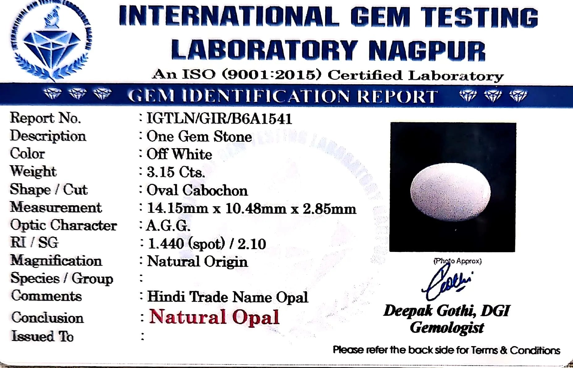 Opal - Carat 3.15