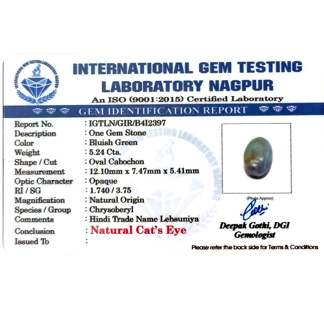 Catseye Stone (Lehsuniya Stone) - Carat 5.24