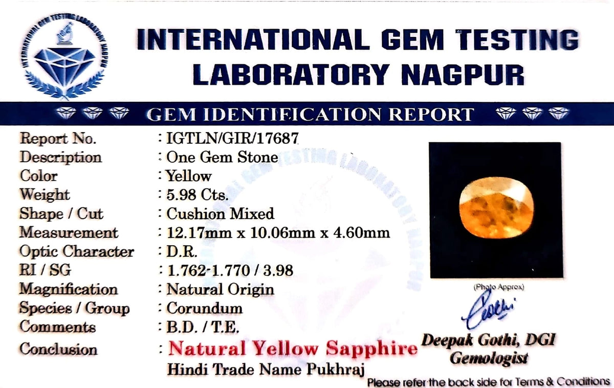 Yellow Sapphire - Pukhraj Stone - Carat 5.98