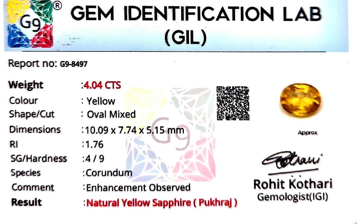 Yellow Sapphire - Pukhraj Stone - Carat 4.04