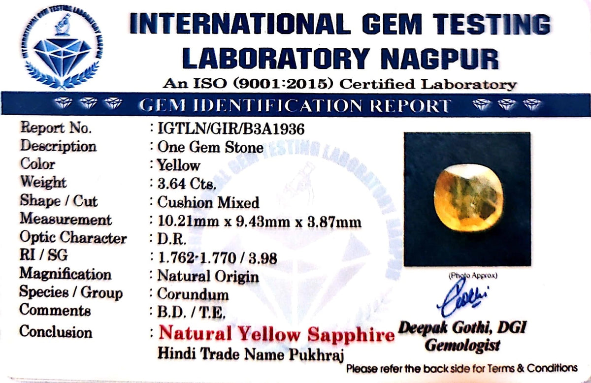 Yellow Sapphire - Pukhraj Stone - Carat 3.64