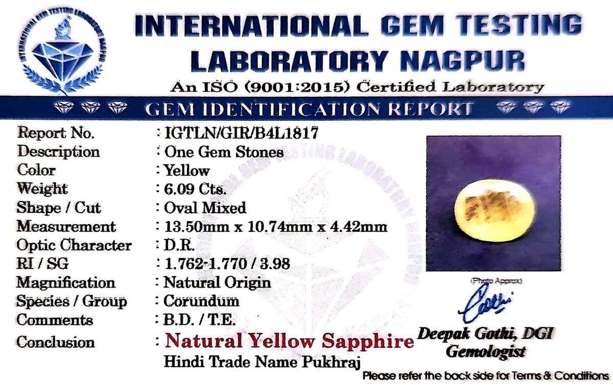 Yellow Sapphire - Pukhraj Stone - Carat 6.09