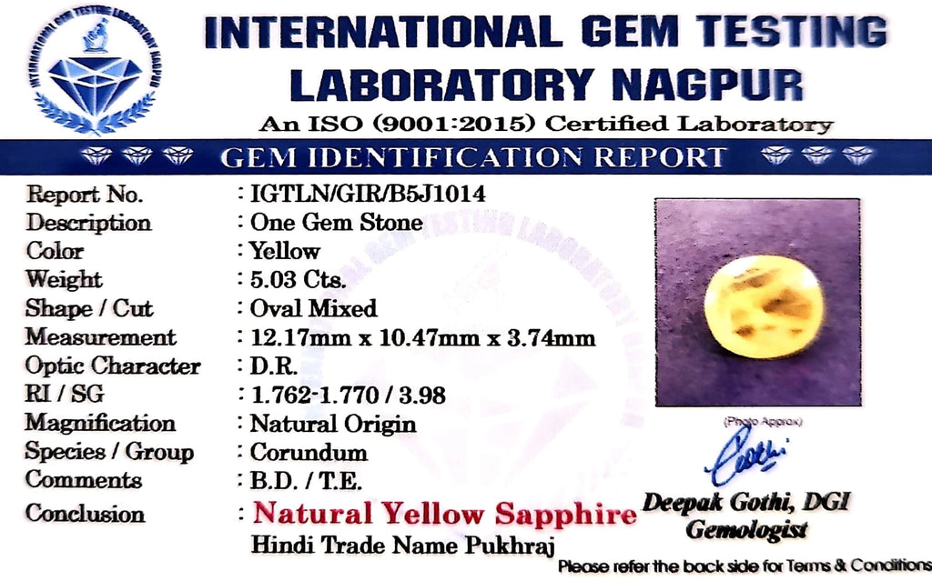 Yellow Sapphire - Pukhraj Stone - Carat 5.03