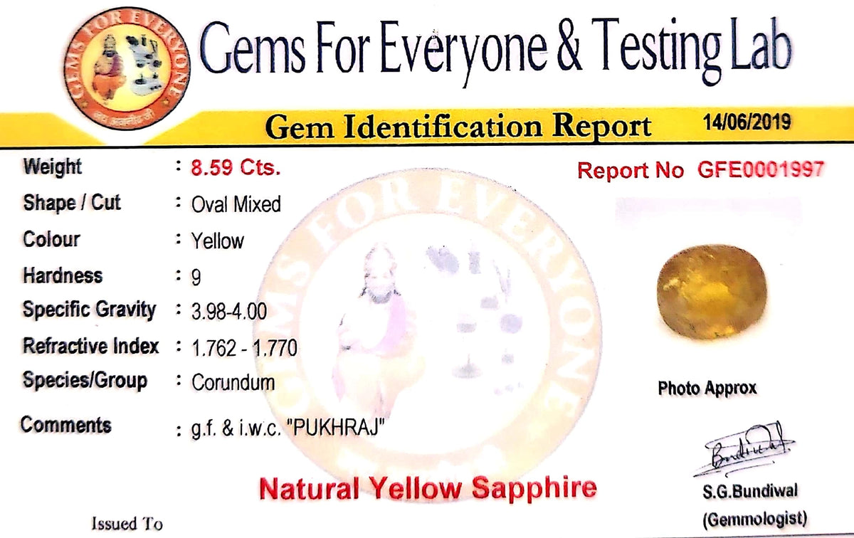 Yellow Sapphire - Pukhraj Stone - Carat 8.59