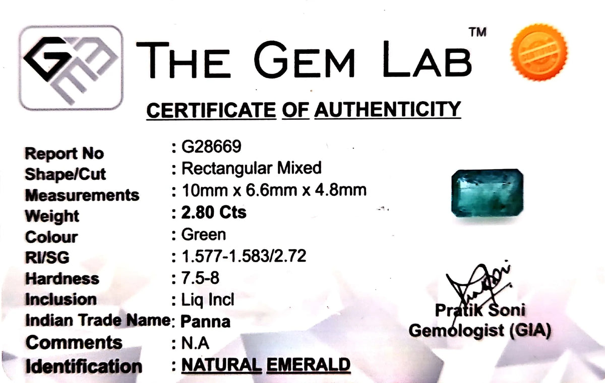 Emerald Stone - Panna stone - Carat 2.80